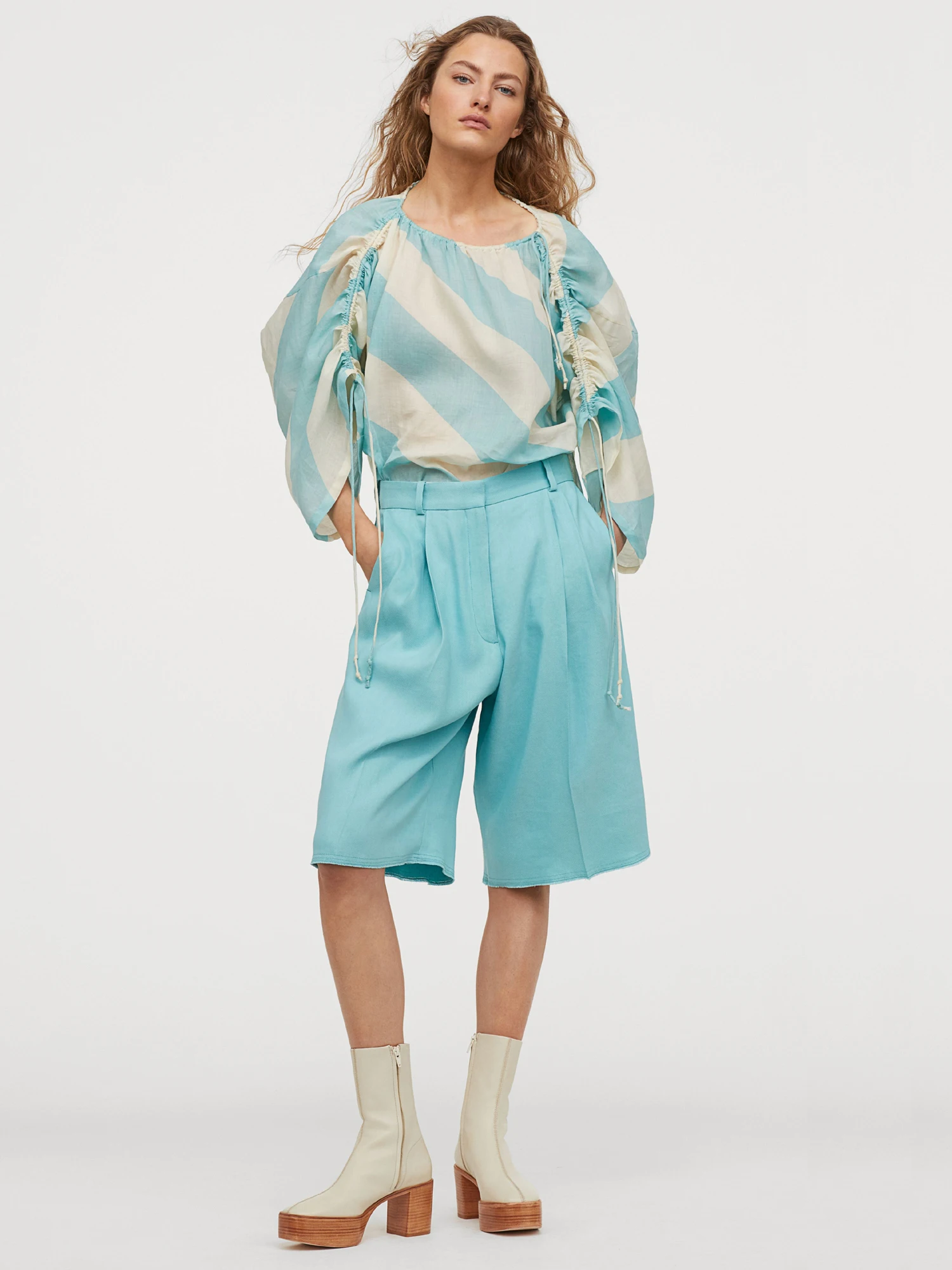 

Легкая женская рубашка из конопли с круглым вырезом и завязками, модная, в полоску, оверсайз, для лета, прохладная, в повседневном стиле