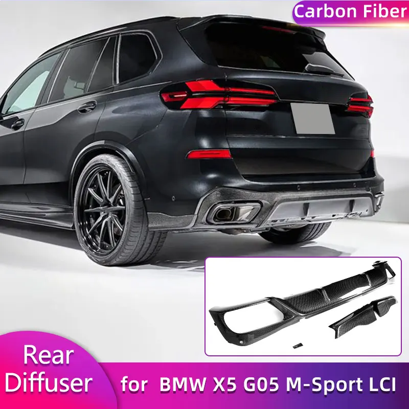 

Задний бампер из углеродного волокна, диффузор, спойлер для BMW X5 G05 M-Sport LCI 2023 2024, автомобильный задний фартук с разветвителями, комплекты кузова