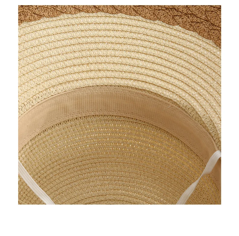 Fashion Flat-topped Straw Wide Brim Hats Girls Outdoor Lightweight Sun Hat Lace Bow Strap Women Beach Caps Q32