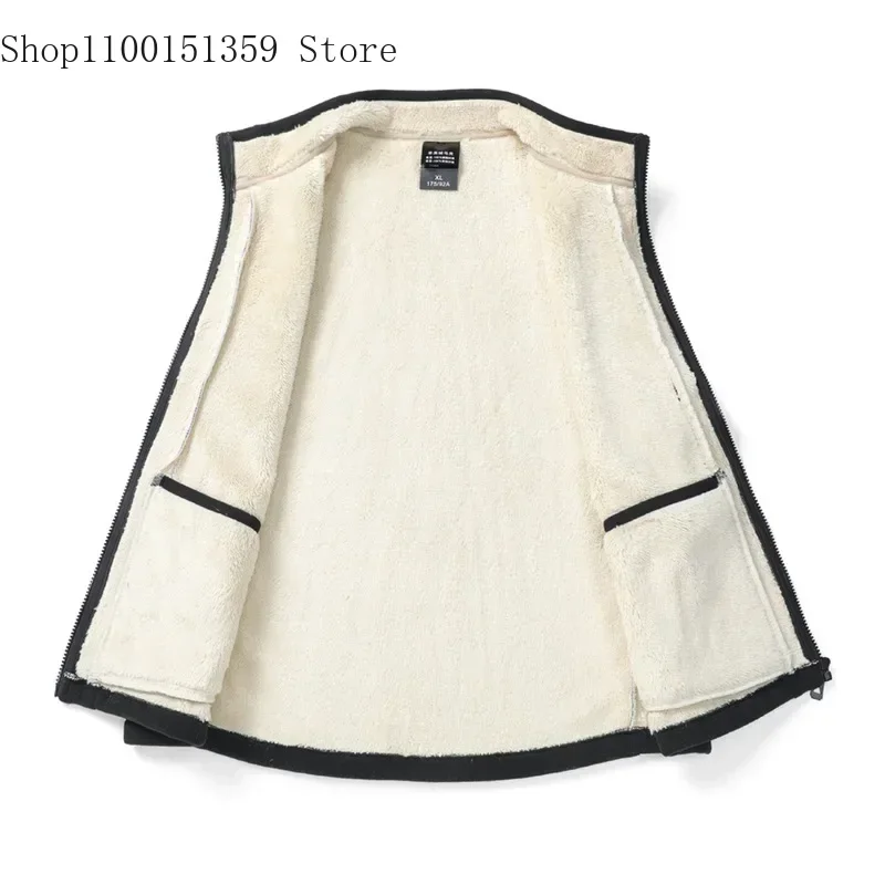 2025 Autumn and Winter Lambswool Vests Men New Warm Padded Stand-up Collar Large Size Casual Versatile Trend Jacket Shoulders