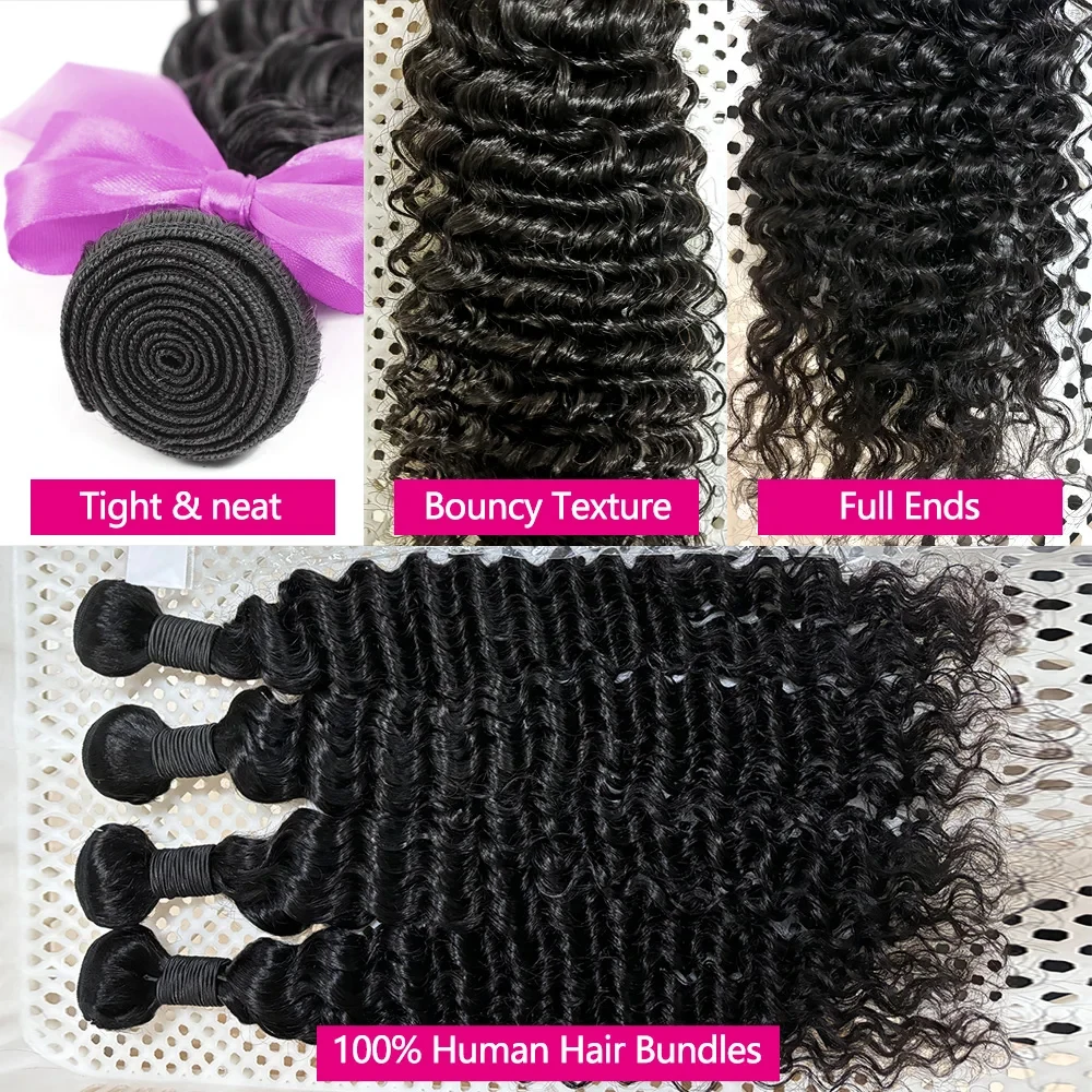 32-Zoll-Tiefe Welle Bundles Menschliches Haar Extensions 12A Burmesische Lockige Haar Bundles 1/3/4 Pcs Tiefe Lockige Bundles Menschliches Haar Bundles – Detail 3
