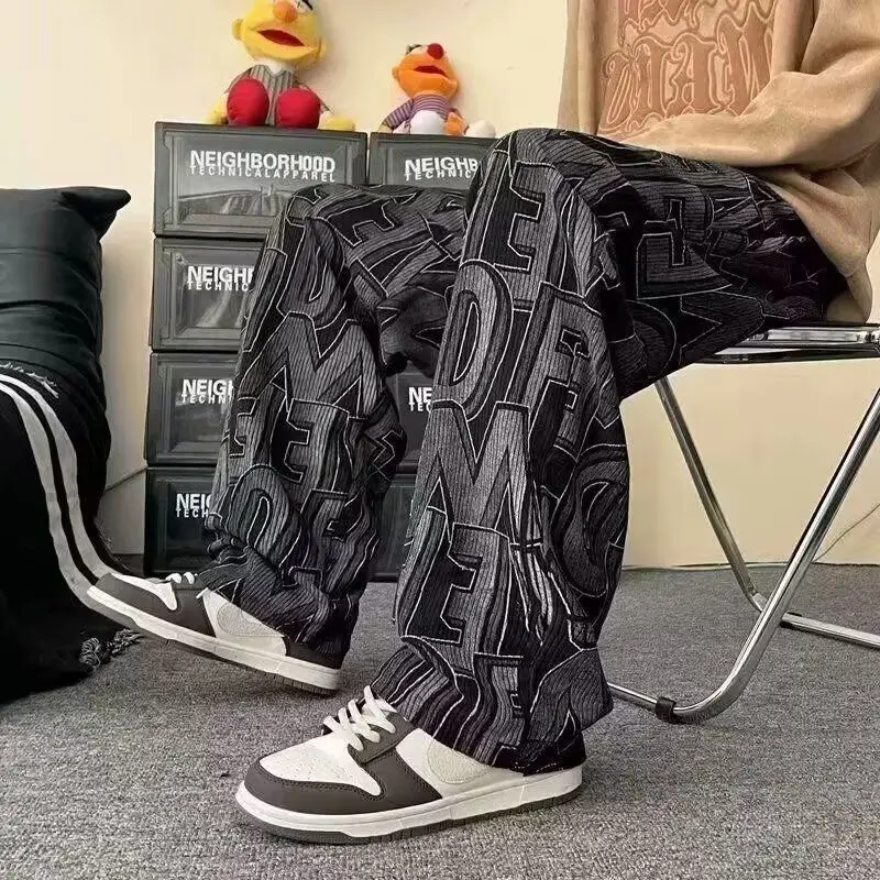 

Loose Casual Pants Men's Spring Autumn Large Size Wide Leg Floor Length Trousers Faionable Korean Sle Student Faion