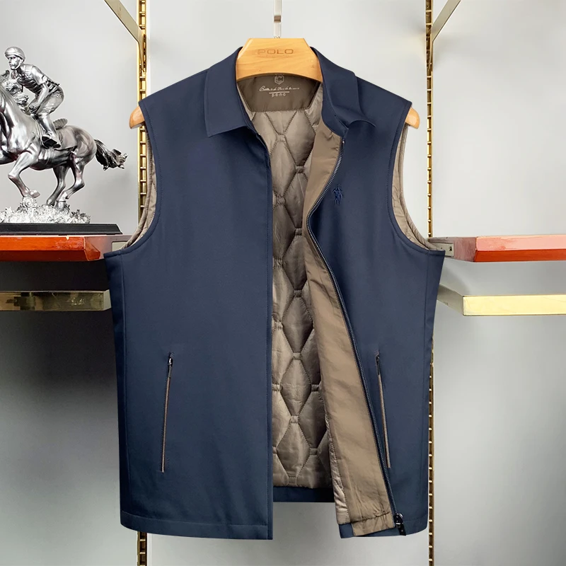 

Men's Embroidered Collar Quilted Vest Faionable Busin Casual Thiened Autumn Winter New Sle Warm Cotton Vest for...