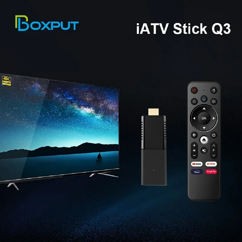 Wholesale iATV Q3 TV Stick Android 10.0 Allwinner H313 Portable Smart TV Box Voice Remote WiFi BLE5.0 4K Video Mini Set Top Box