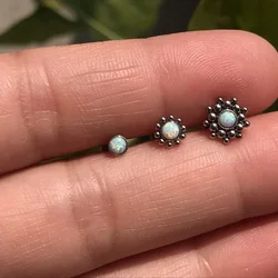 3Pc/Lot Opal Stud Earrings 16G Surgical Steel Internal Thread Flower Labret Helix Lip Bar Ear Cartilage Tragus Daith Piercing