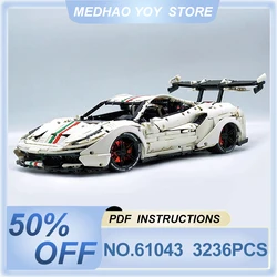 New MOC-61043 Technical Racing Sport Car Building Blocks Bricks Plating Color Super car Model Puzzle Toy Brithday Gifts For Kids