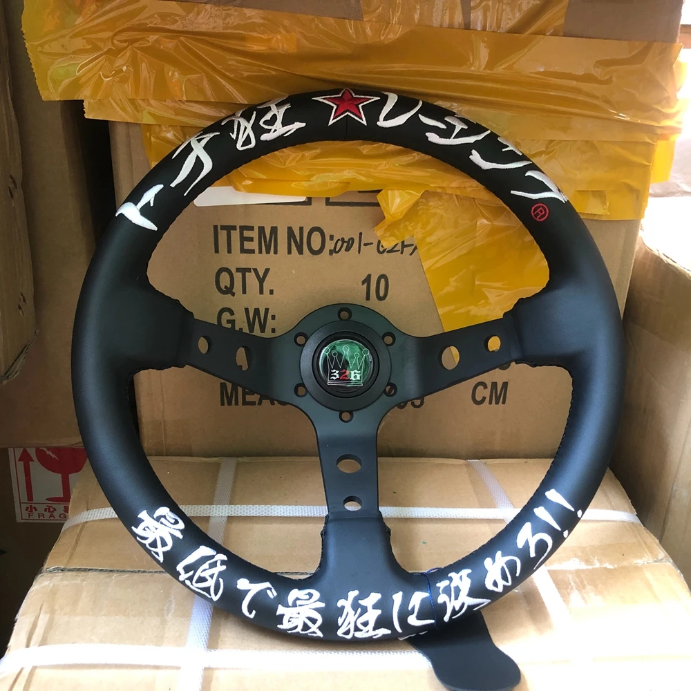 

330MM 13Inch Universal Rally Drift Racing 326 Power Steering Wheel JDM Deep Corn Sport Game Leather VERTEX Steering Wheel