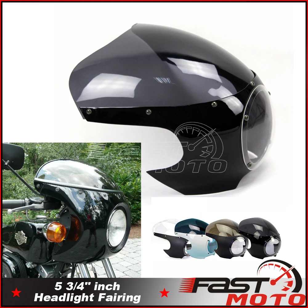 

5 3/4" Cafe Racer Headlight Fairing Windscreen For Harley Sportster 883 1200 XL Dyna 39mm Forks Retro Motorcycle Accessories