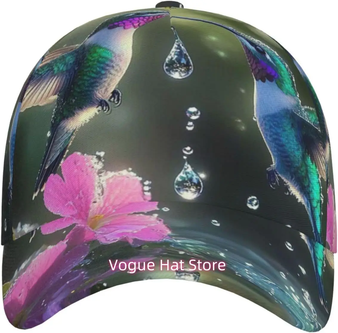 Bird Flowers Pattern Baseball Cap Unisex Adjustable Baseball Hats for Sports Outdoor Black