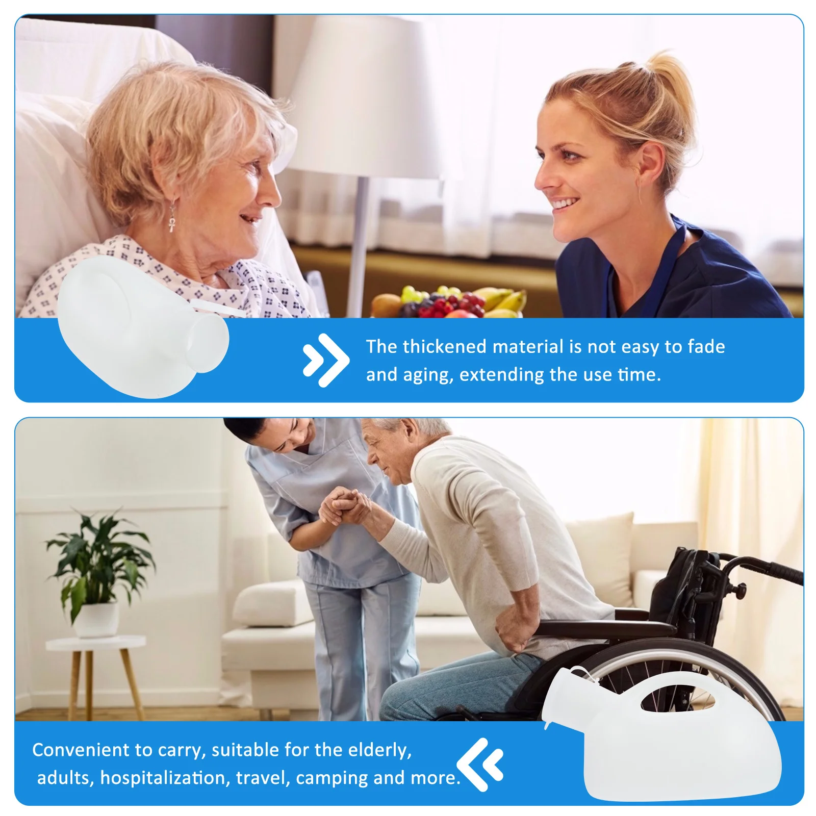 

2Pcs Portable Urinal Bottle Car Use Leakproof Urinal Pot Large Capacity Urine Container for Elderly Patient Travel Emergency