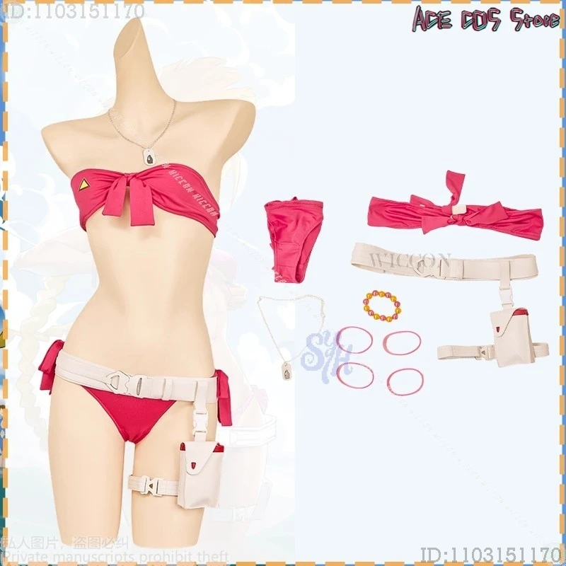 

Костюм на Хэллоуин для взрослых, уличная аниме-игра, белое сексуальное летнее купальник, ярко-розовое бикини, модное маскировка Y2K W