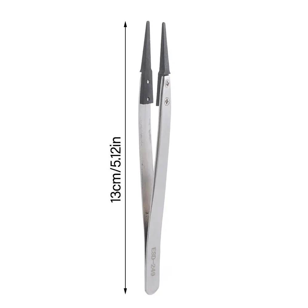 ESD Tweezers With Replaceable Tips Full Stainless Steel Body Carbon Fiber Conductive Plastic