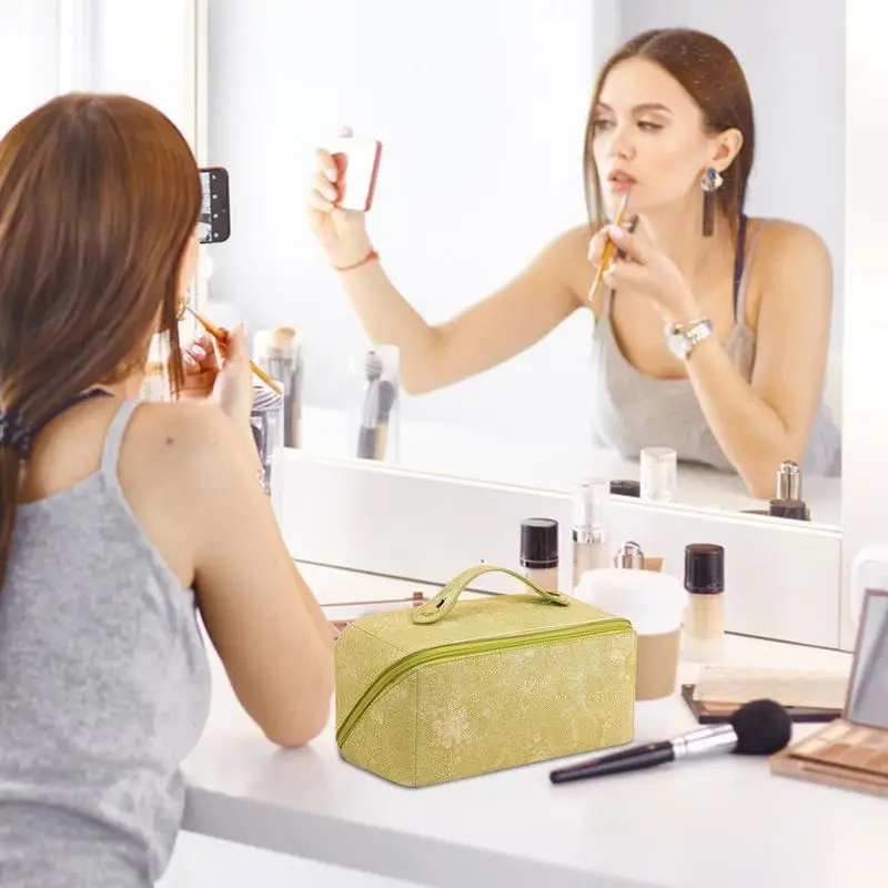 Borse cosmetiche da viaggio per le donne borsa per il trucco grande in pelle PU borsa per il trucco impermeabile borsa per cosmetici Organizer borsa da viaggio per ragazze