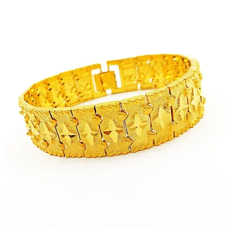 24K Gold Men\'s Gold Bracelet Star Bracelet Real Gold Bracelet 9999 Steel Seal