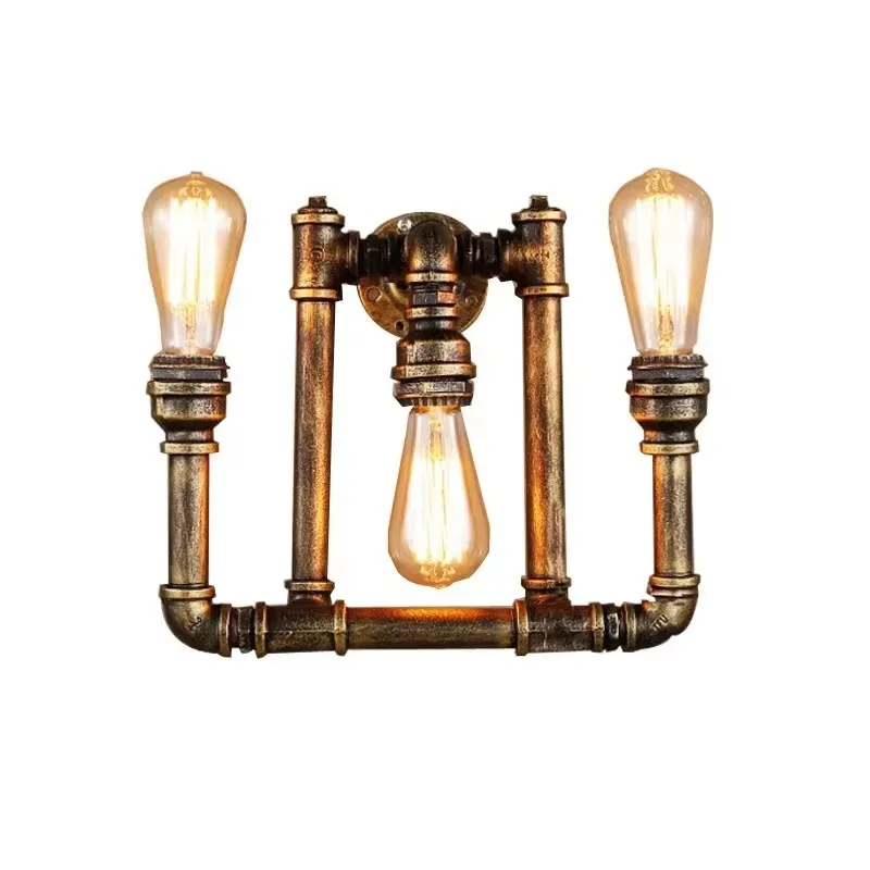 

American Industrial Retro Restaurant Wall Lamps Living Room Study Dining Room Bar Cafe Light Water Pipe Bedside Wall Light