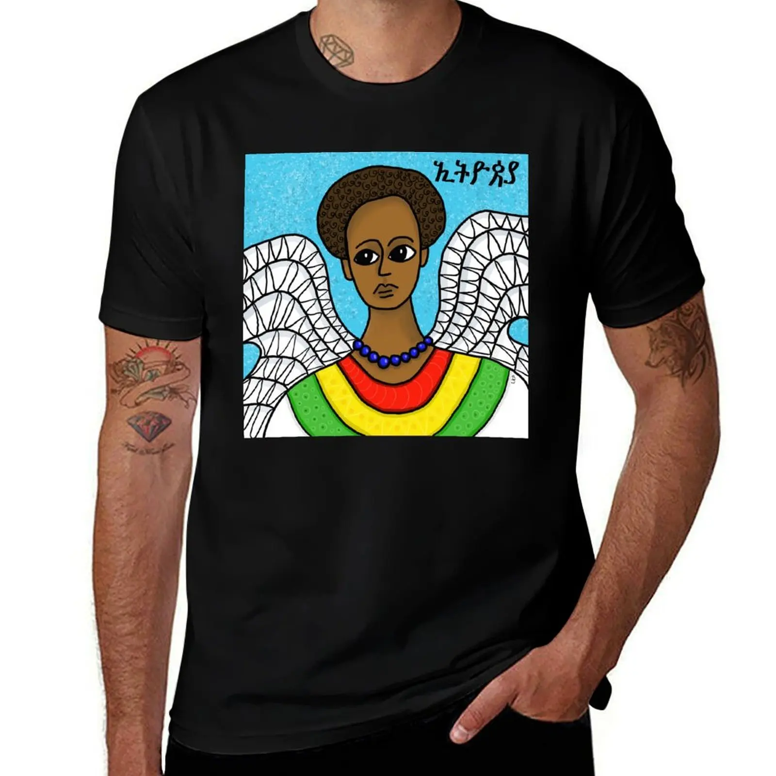 

Ethiopian Angel T-Shirt printed t shirts for man t shirt man casual t shirts for man pack cotton T-Shirt