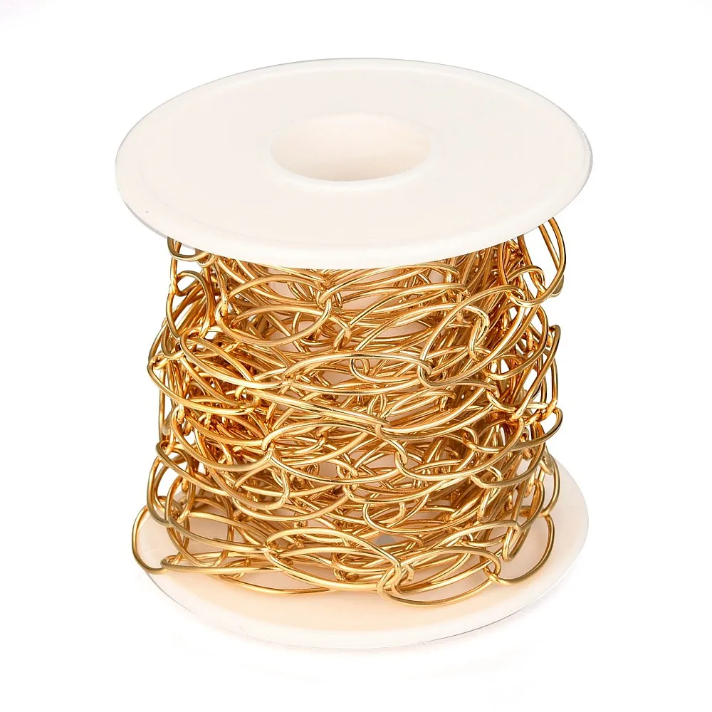 PandaHall 5m/Rolle 304 Edelstahl Büroklammerketten, gezogene, längliche Kabelketten, plattiert, gelötet mit Spule, 20x10x1mm – Detail 6