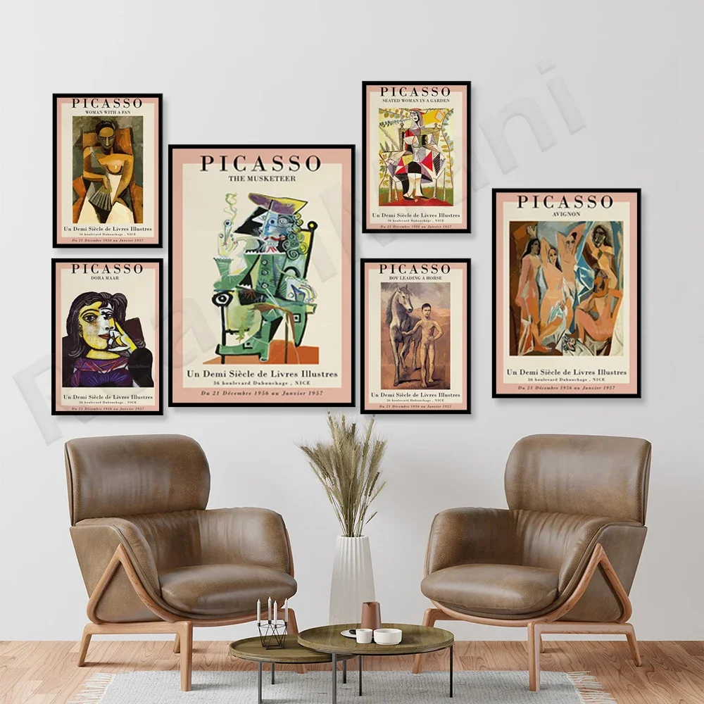 Abstract Vintage Painting Picasso Exhibition Canvas Poster Art Print Museum Gallery Modern Wall Pictures Home Decor Gifts