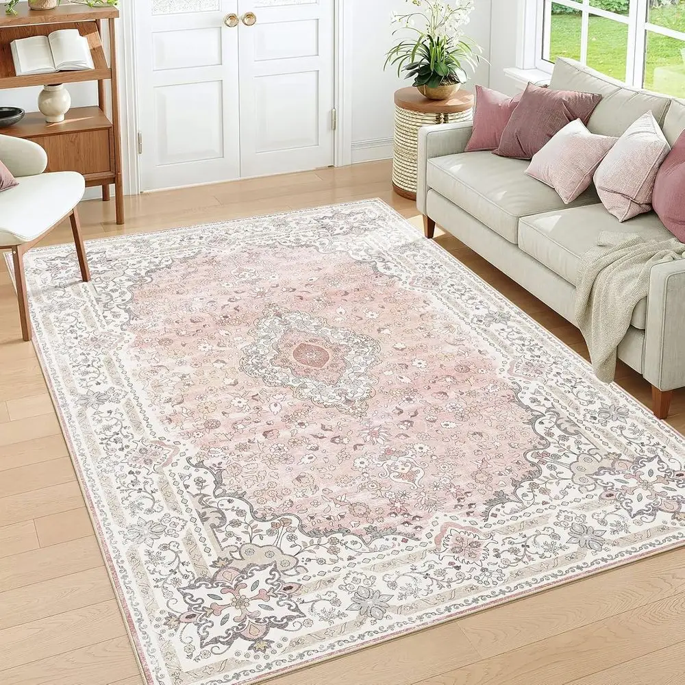 

Vintage Boho 5x7 Rugs, Washable and Non-Slip, Ideal for Living Room, Bedroom, Kitchen, Office, and Dining Area