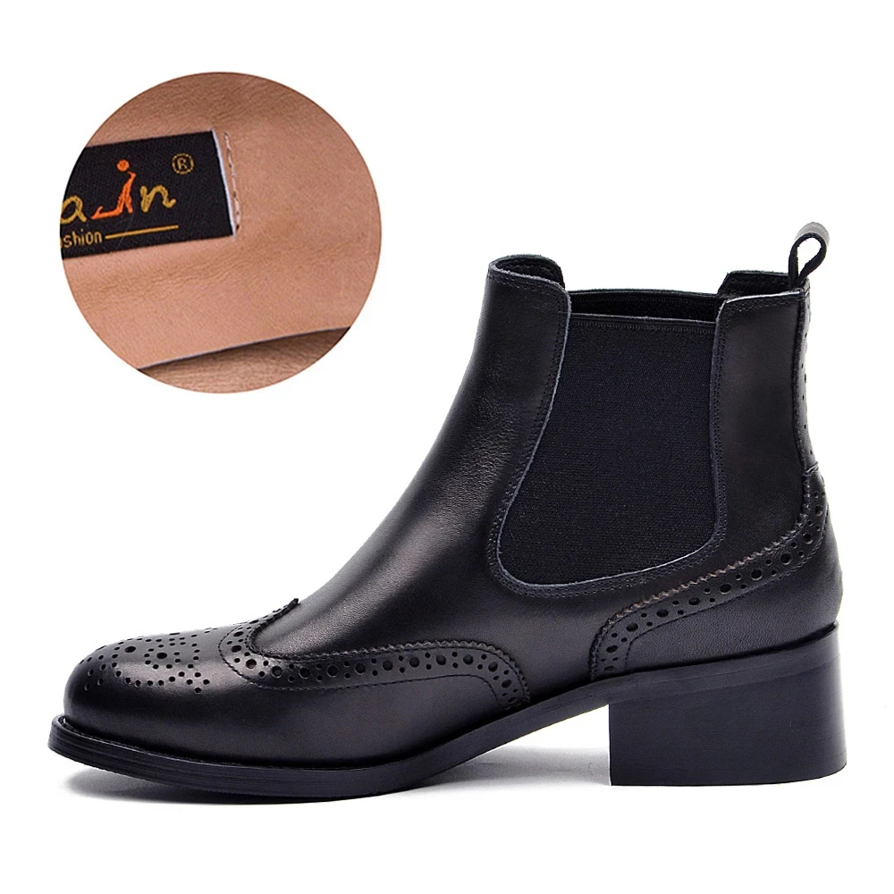 Brand Outlets Donna-in 2024 Autumn Winter Wool Ankle Boots Women Genuine Leather Chelsea Female Shoes Clearance Big Discount