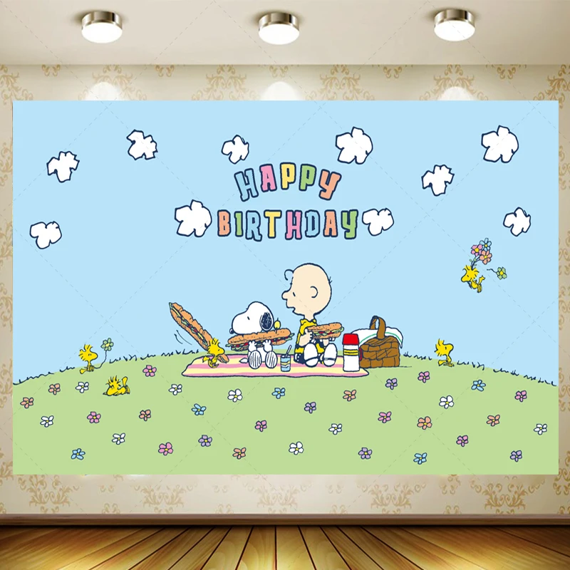 Boy Birthday Party Supplies Cartoon Dog Background Banner Room Children Happy Birthday Decoration Photography Props Background