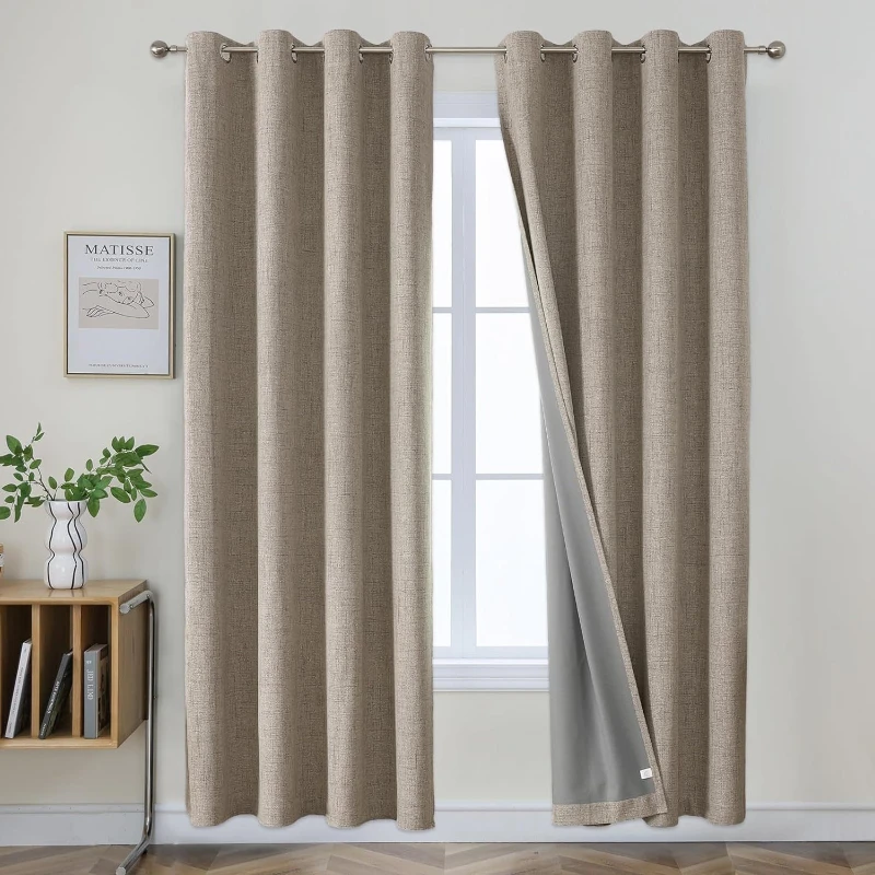 

100% Full Blackout Coating Nordic Minimalist Curtains, Low-key Versatile Curtains Suitable For Various Places Bedrooms Homes