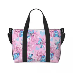 Disney-bolsas de mano personalizadas de Lilo y Stitch para mujer, bolsos de compras de comestibles, gran capacidad, patrón lindo, playa, gimnasio, bolsas de viaje