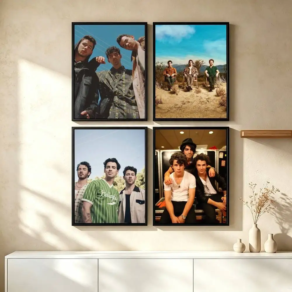 J-Jonas Brothers  Pop Rock Band Poster Waterproof Wall Art Sticker For Bar Living Room Vintage Decor High Quality Print Gift