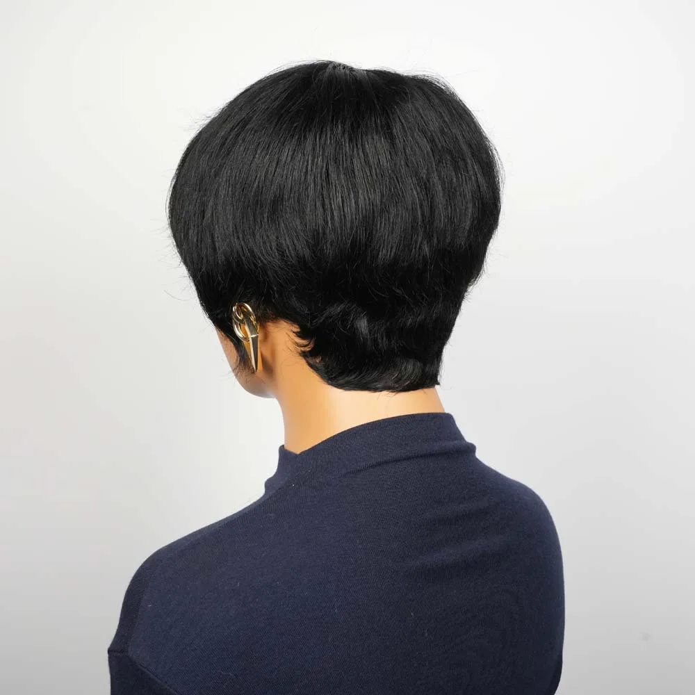 Parrucca Pixie Cut Capelli umani Parrucca corta alla moda Bob Parrucche diritte fatte a macchina per capelli umani per donne nere