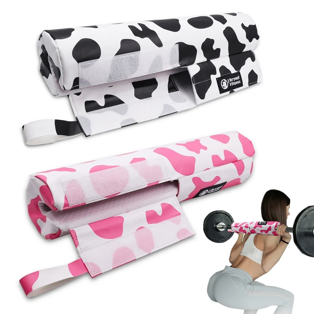 

Cow Print PU Leather Barbell Pad for Squats and Hip Thrust Training, Provides Cushion to Neck and Shoulders While Training