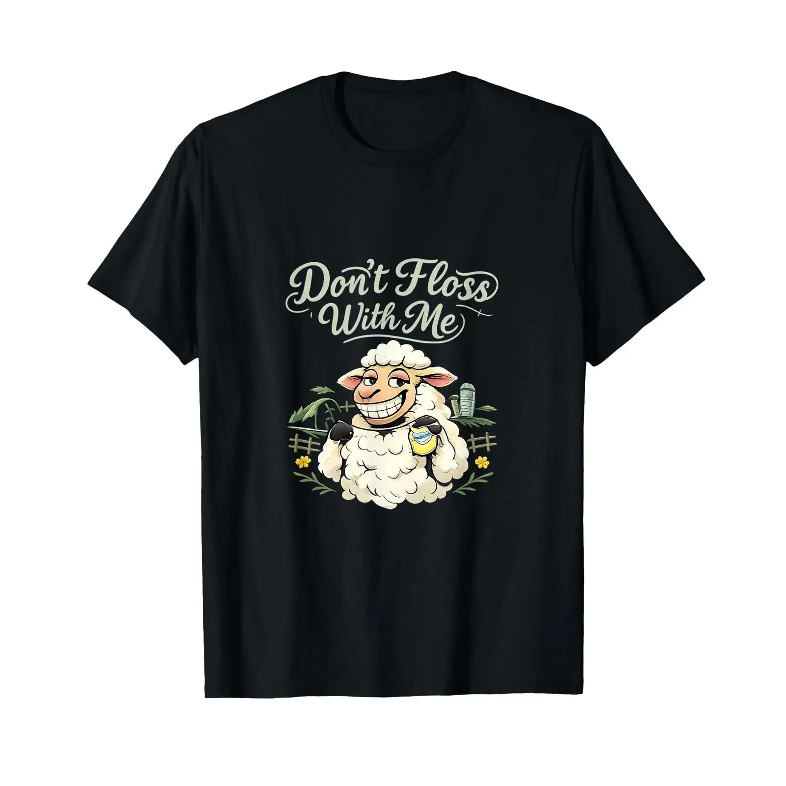 Dont Floss with Me Proud Sheep Farm Pun T Shirt vintage Washed Breathable Casual graphic streetwear Comfortable