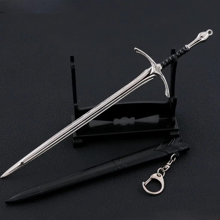 Gandalf's vijand scherm Elven Blade 8,66 inch Ancient King's ringgesmeed zwaard Koolstofstaal artefact met lederen schede