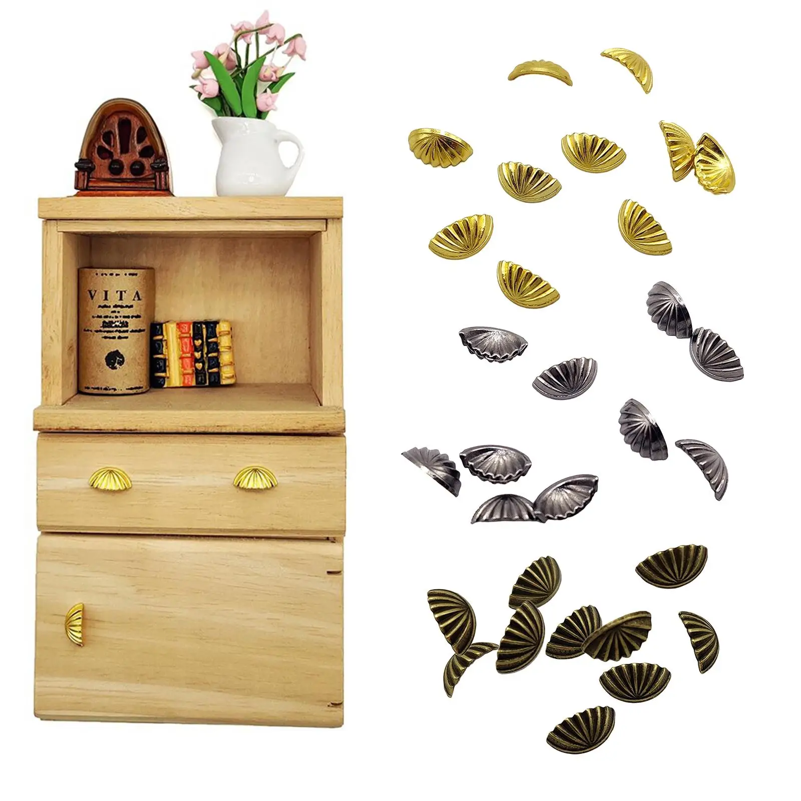 Puxadores de gaveta de metal para casa de bonecas acessórios de móveis em miniatura 1:12