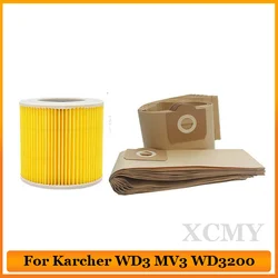 Karcher için MV3 WD3 WD3200 WD3300 A2204 A2656 süpürge yedek parça yedek toz torbası Hepa filtre aksesuarları