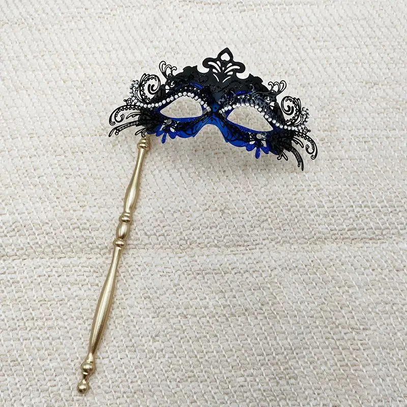 12color Handheld Women Masquerade Half Face Iron Masks With Stick Fashion Vintage Princess Halloween Carnival Cosplay Show Party 3