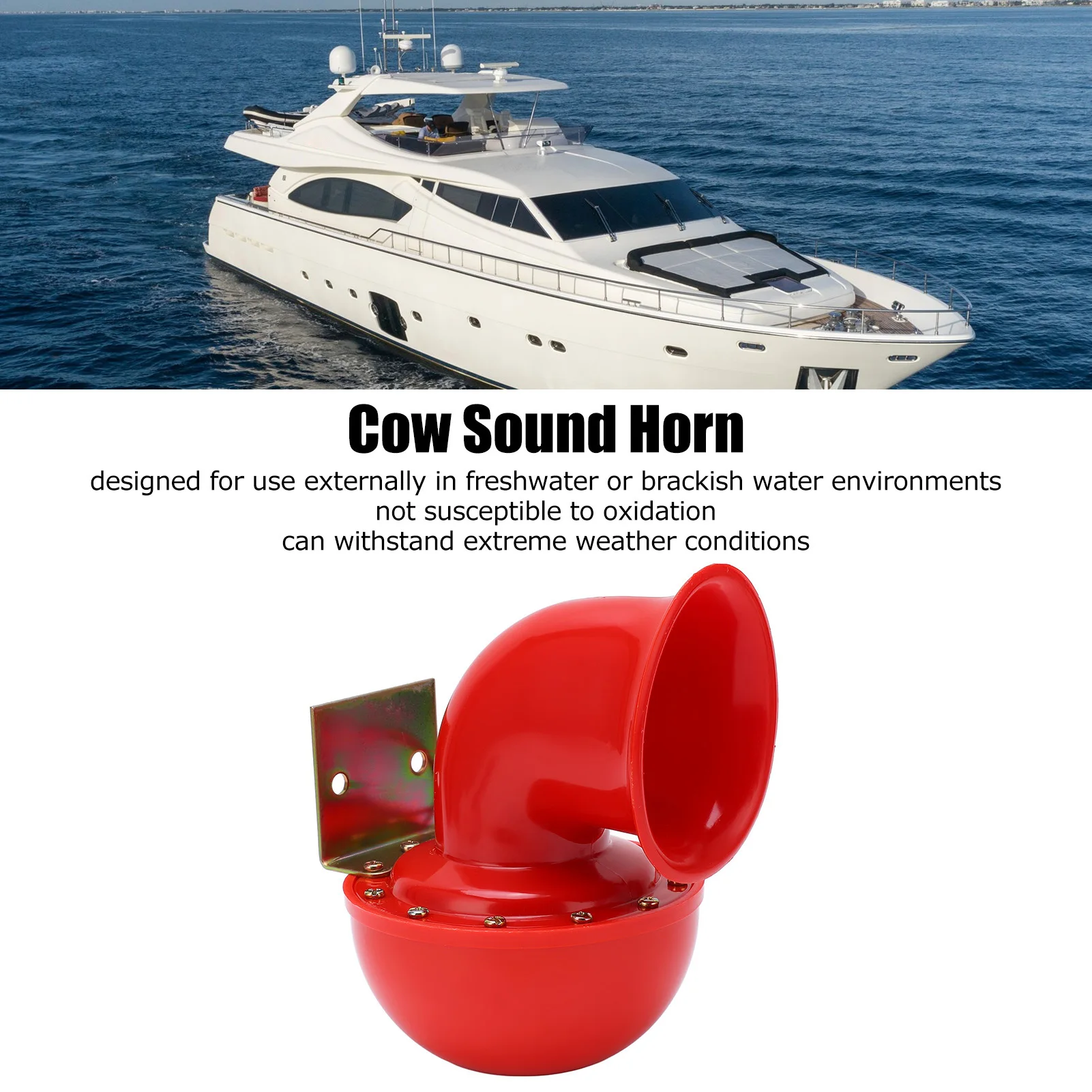 

Cow Sound Horn Car Horn 150db Red Air Horn Electric Horn Cow Sound Metal Horn for Truck Train Boat Motorcycle Car