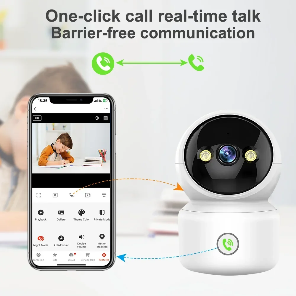 Tuya Smart Life Click to Call WiFi Camera 5MP IP PTZ Indoor Camera Ai Motion Detection Two Way Audio Security Camera System