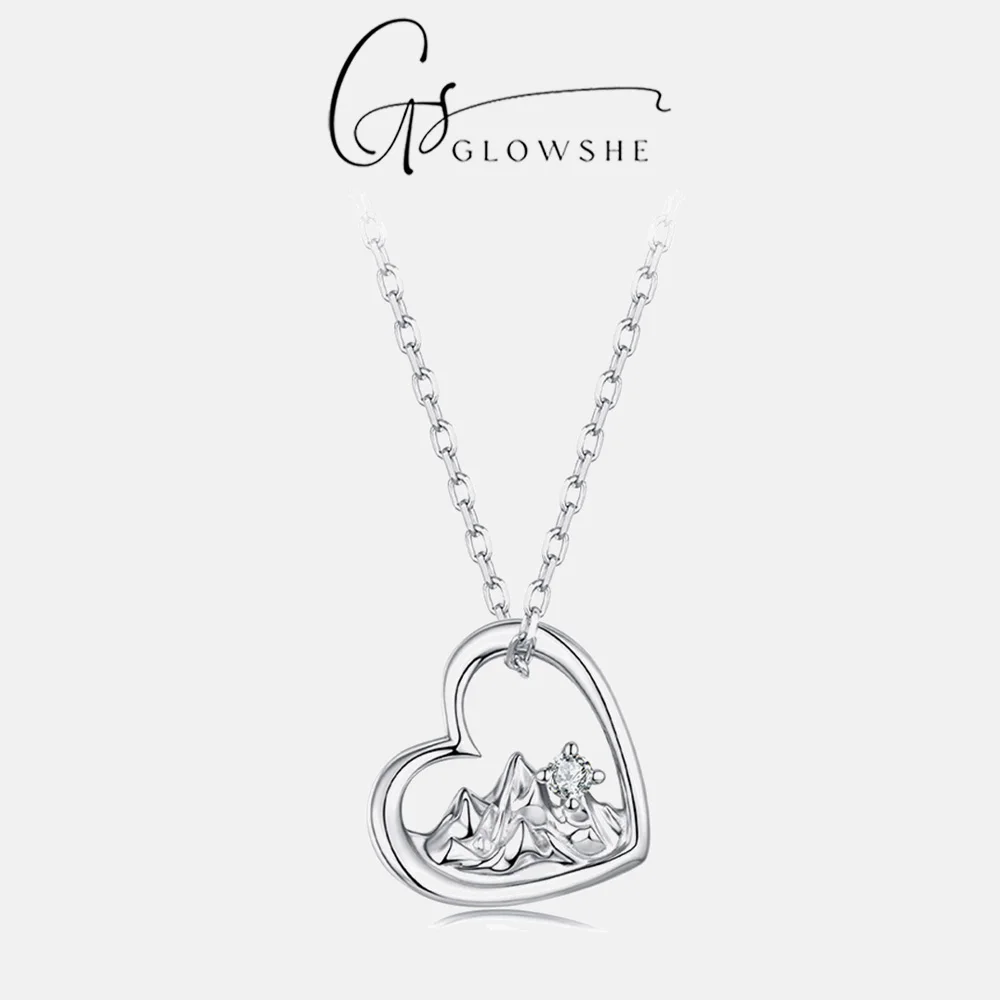 

Glowshe 100% 925 Sterling Silver Heart Mountain Zircon Pendant Necklace Dainty Hypoallergenic Fine Jewelry For Women Daily Wear