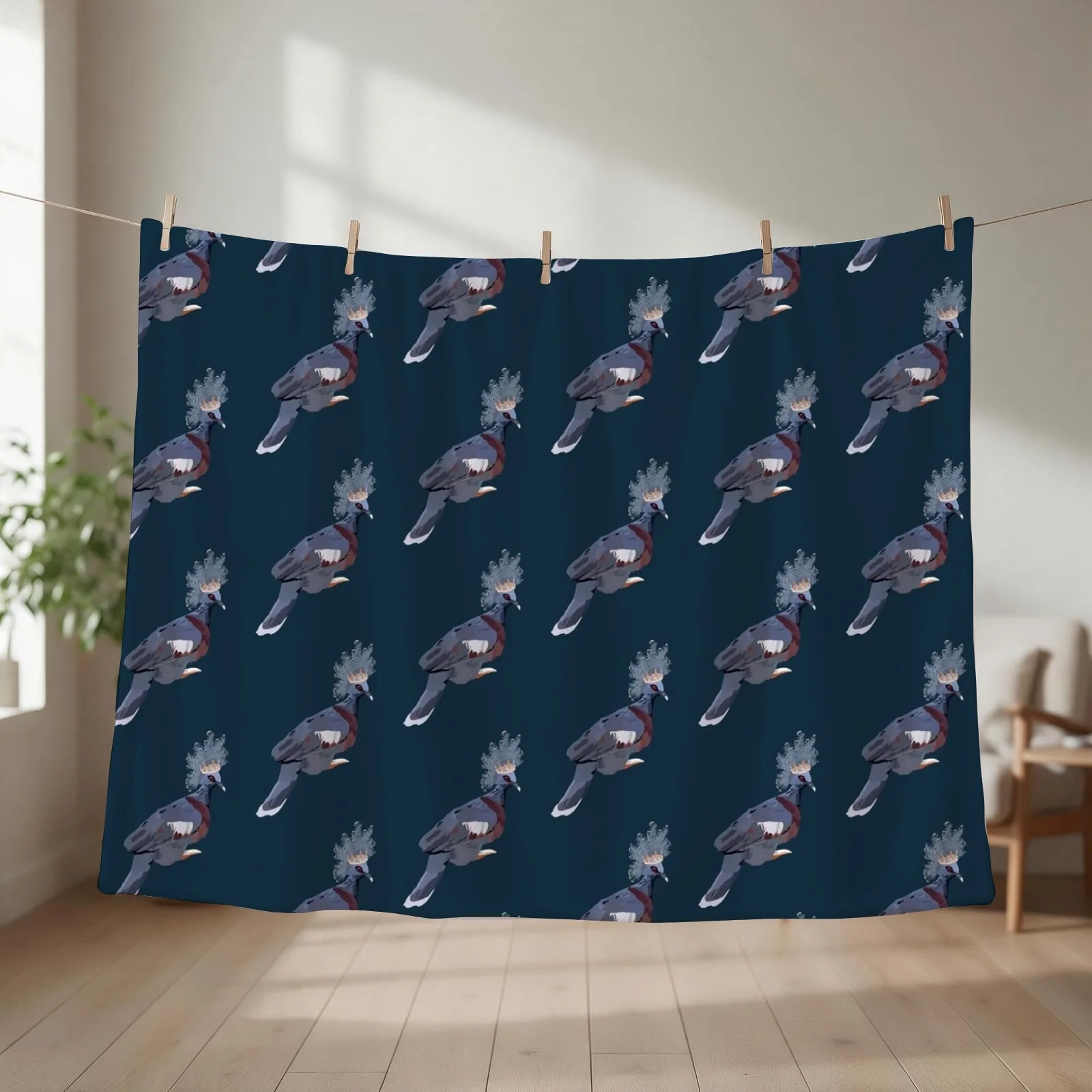 Victoria ‘ crowned’ pigeon Throw Blanket couch cozy soft plush fuzzy picnic outdoor blanket