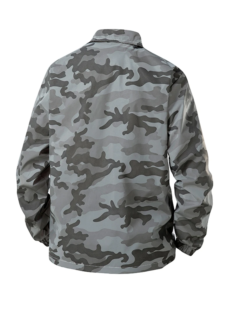 Veste réfléchissante pour hommes, coupe-vent hip hop décontracté, manteau de sport de nuit, camouflage, col rabattu, veste de moto, vêtements fluorescents