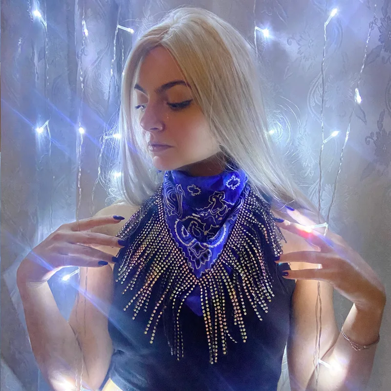 Scarf Accessories Shining Plastic Water Diamond Colorful Personalized Scarf Performance Square Sjaal Winter 4w949