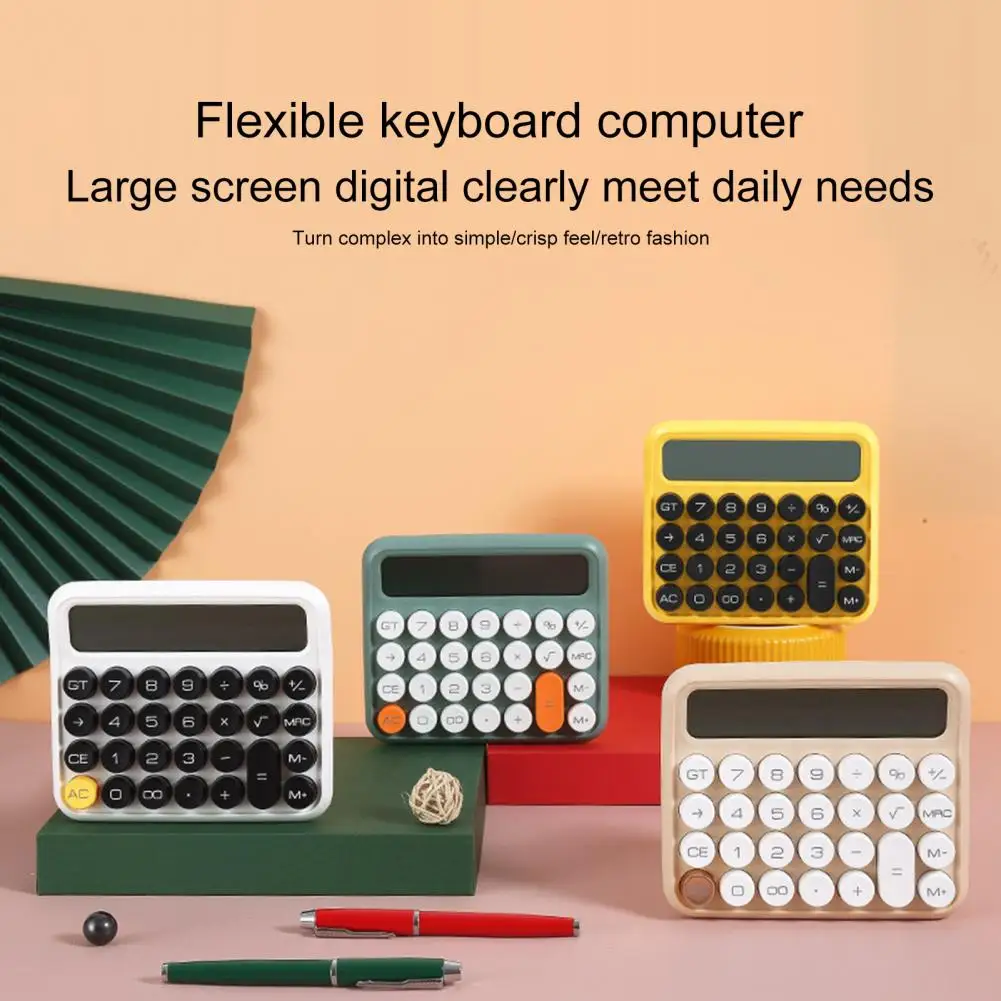 Calculator Large LED Screen Portable Energy Saving Mechanical Keyboard Auto Shut Candy Color Clear Printing Handheld Calculator