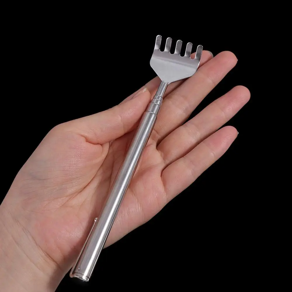 

Выдвижная телескопическая чесалка для спины из нержавеющей стали с клипсой для ручки, карманный массажер для снятия зуда