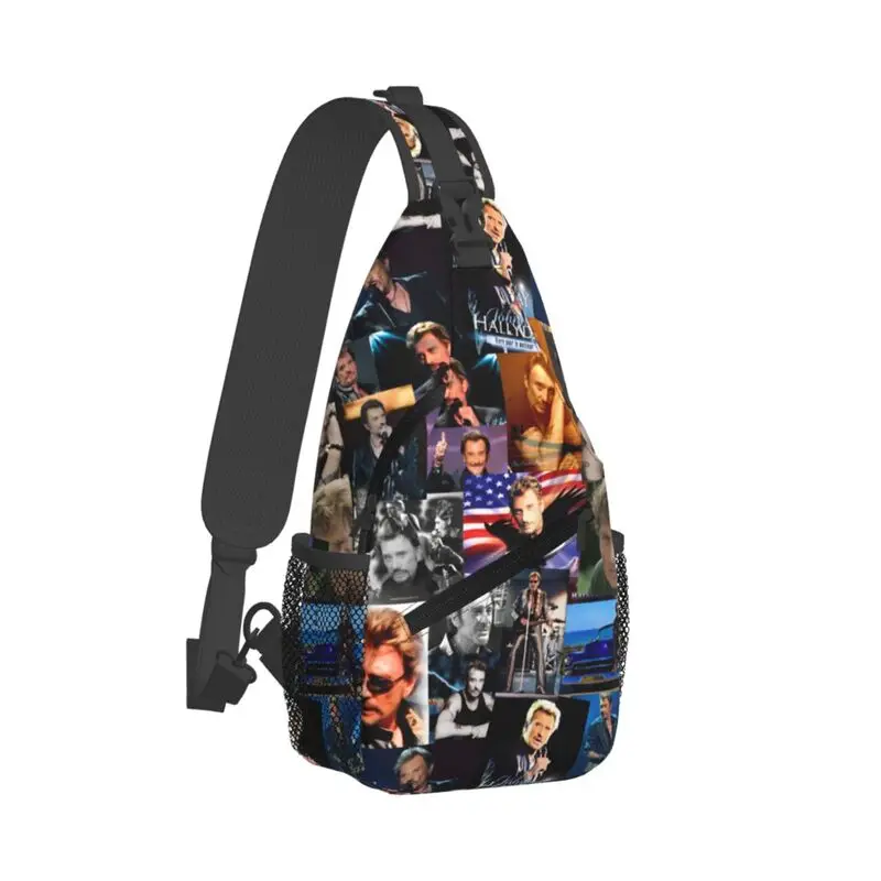 French Singer Rock Music Johnny Hallyday Sling Chest Bag Customized Crossbody Shoulder Backpack for Men Travel Hiking Daypack