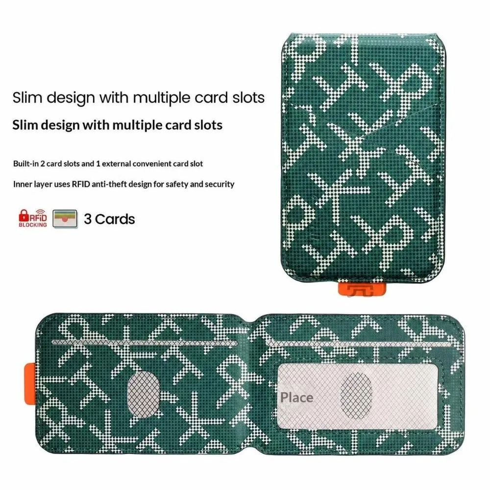 Magnet Card Holder Printed Pattern Built-in Stand Magnetic Phone Wallet Card Slot Design Faux Leather Stand Wallet Holder