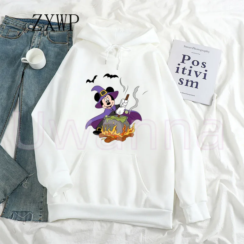 Mickey Mouse Hoodies Women Happy Halloween Minnie Festival Hoody Printed Unisex Hoodie Sweatshirts Long Sleeve Tops Clothing