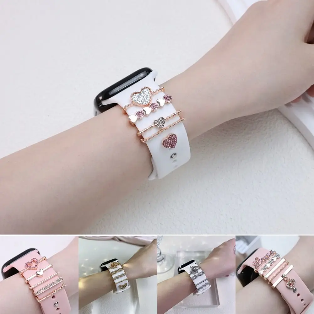 Creative Metal Watch Band Ornament Diamond Brooch Wristbelt Charms Decorative Ring Strap Accessories