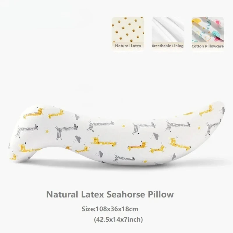 

SRETNO Pregnant Woman Thailand Natural Latex Pillow Seahorse S Type Pure Cotton Pillowcase Humanoid Bed Big Leg Sleeping Pillows
