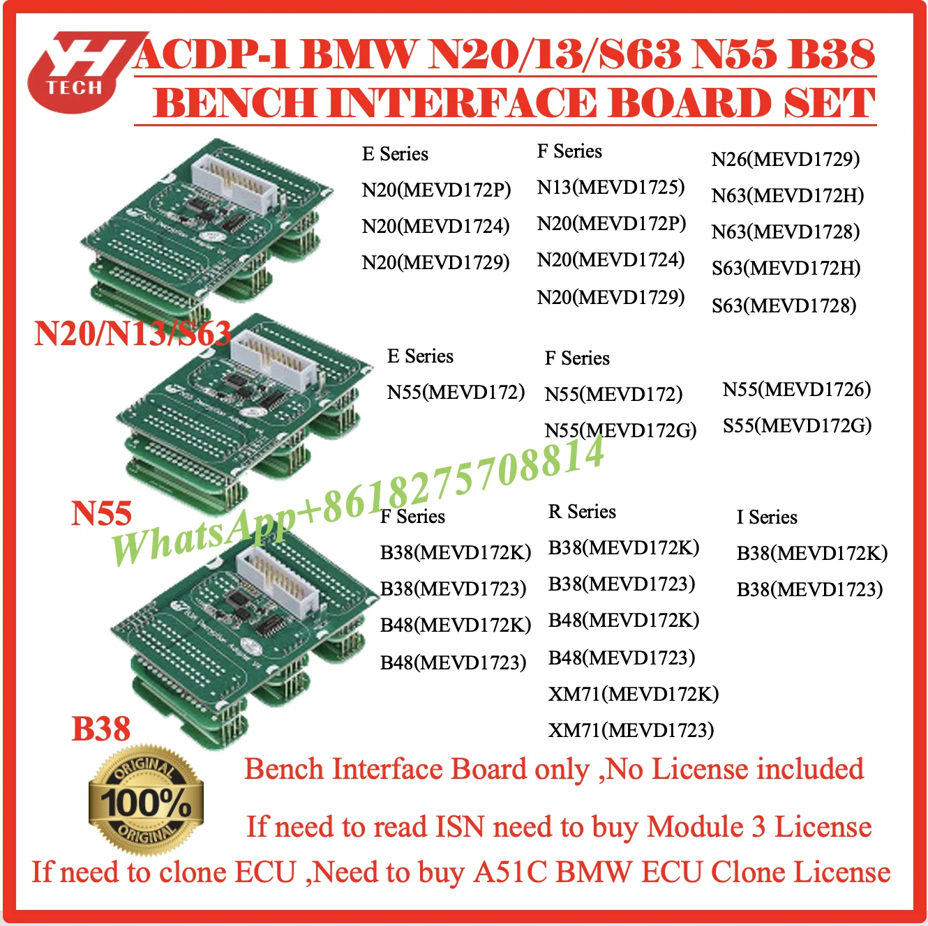 ACDP N20 N13 N55 B39 Bench Interface Board Set for BMW Read /Write ISN  ECU clone N55/B38/N20/N13/N63/S63 /B37/B47/N47/N57 ECU