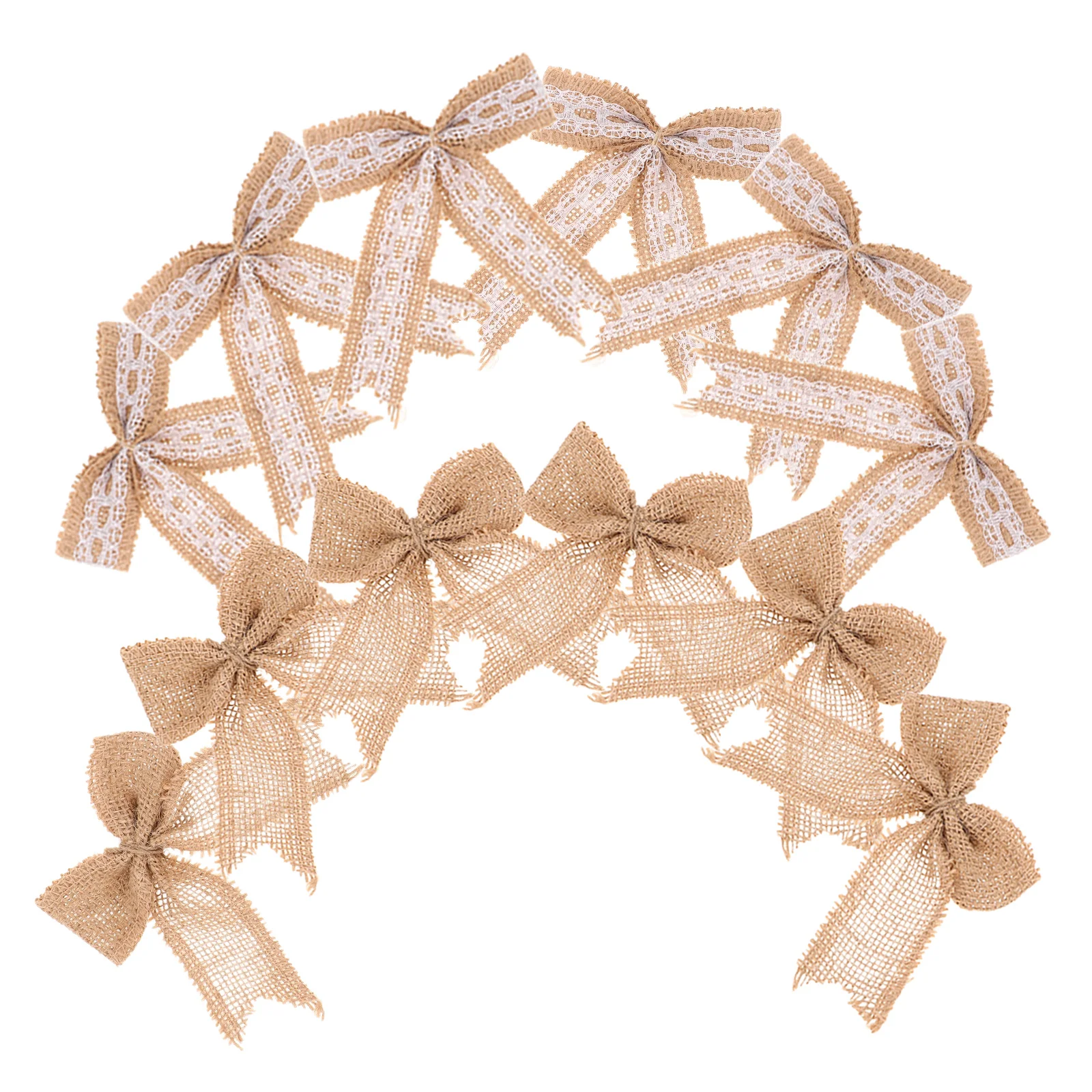 

12pcs Christmas Decoration Accessories Burlap Bowknot Farmhouse Trees Elegant Tail Natural Jute Bows Knot DIY Creativity Boost